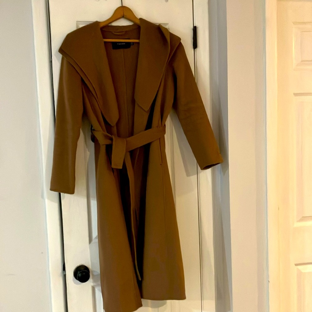 Tahari camel long double breasted women’s coat.